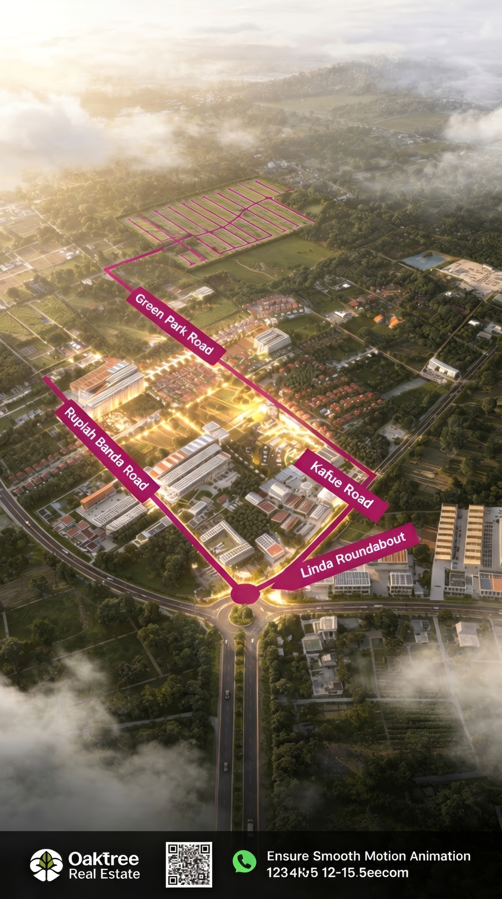 High aerial view of Parkway City route from Linda Roundabout to the estate