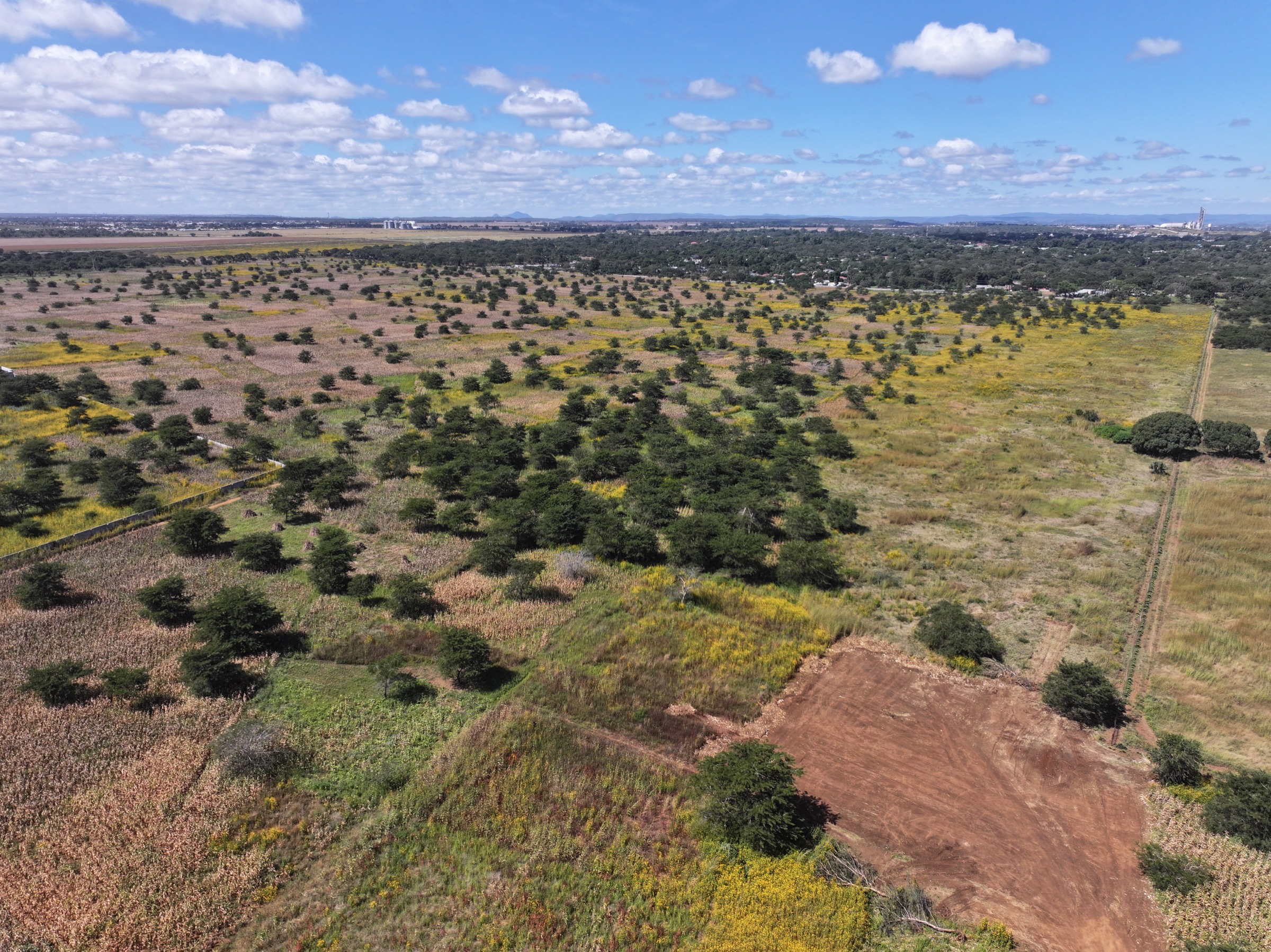 Aerial photo of the Parkway City land before preparation and road formation