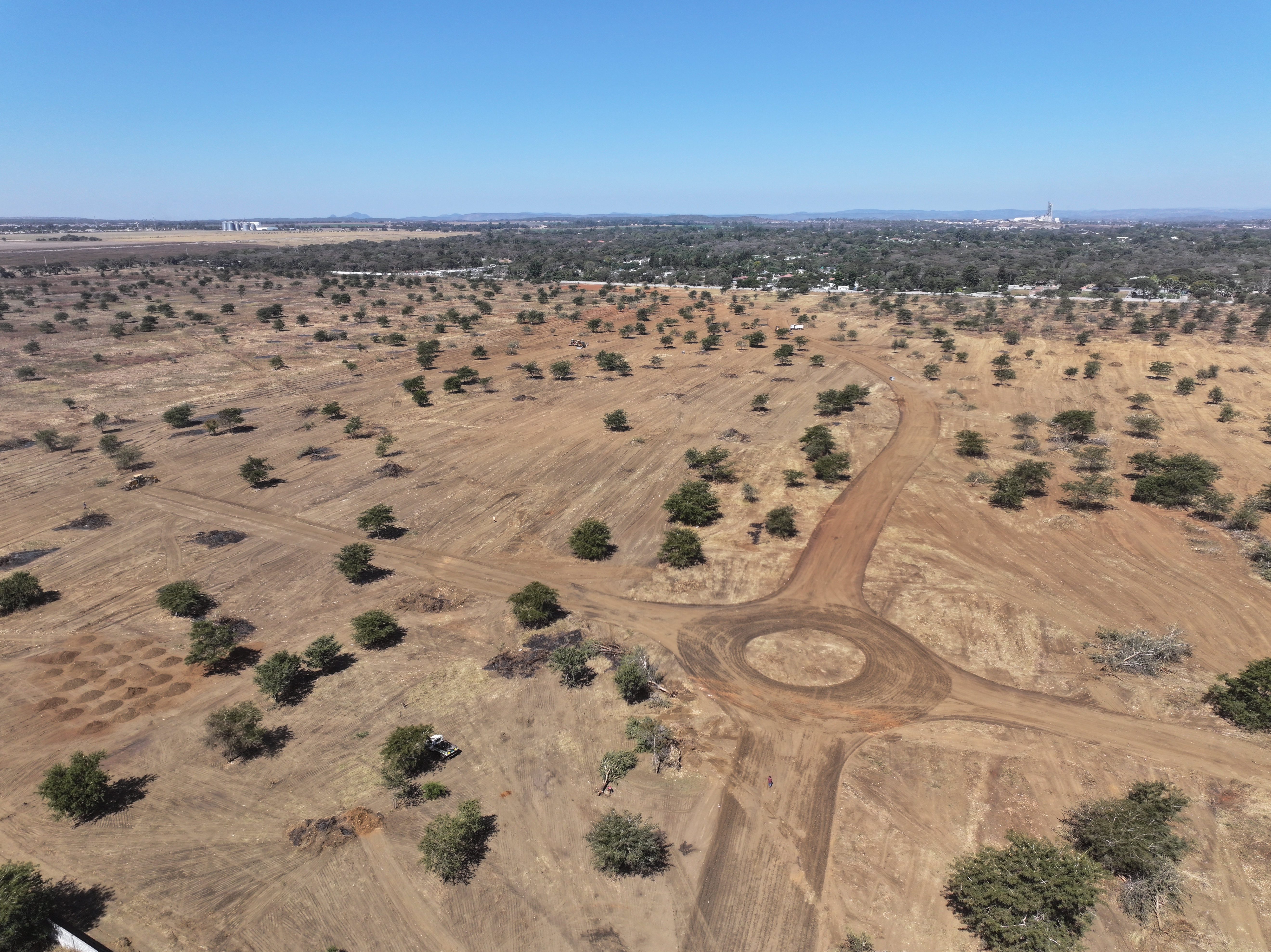 Drone view of Parkway City road formation and roundabout earthworks